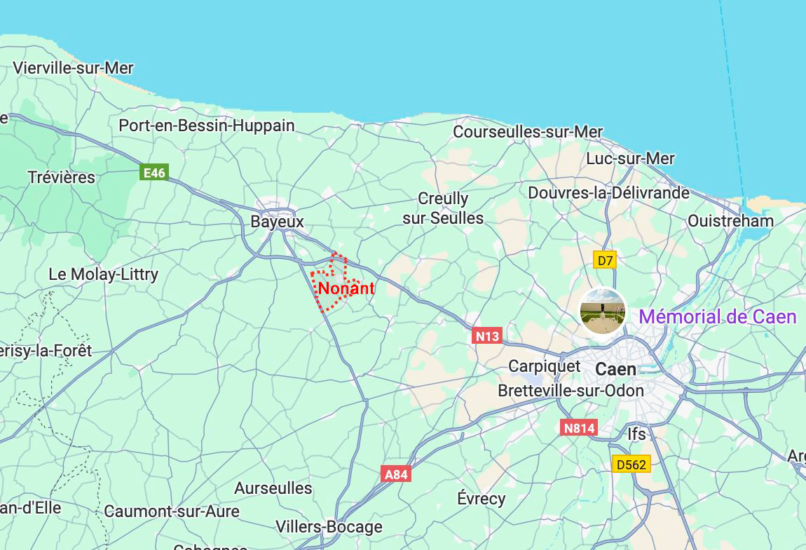 L’Écrin en Bessin — Localisation à Nonant, près de Bayeux